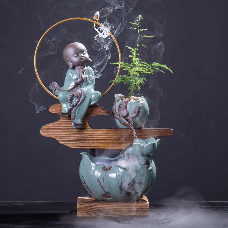 创意招财流水器摆件加湿器客厅办公室书房家居玄关工艺品开业礼品