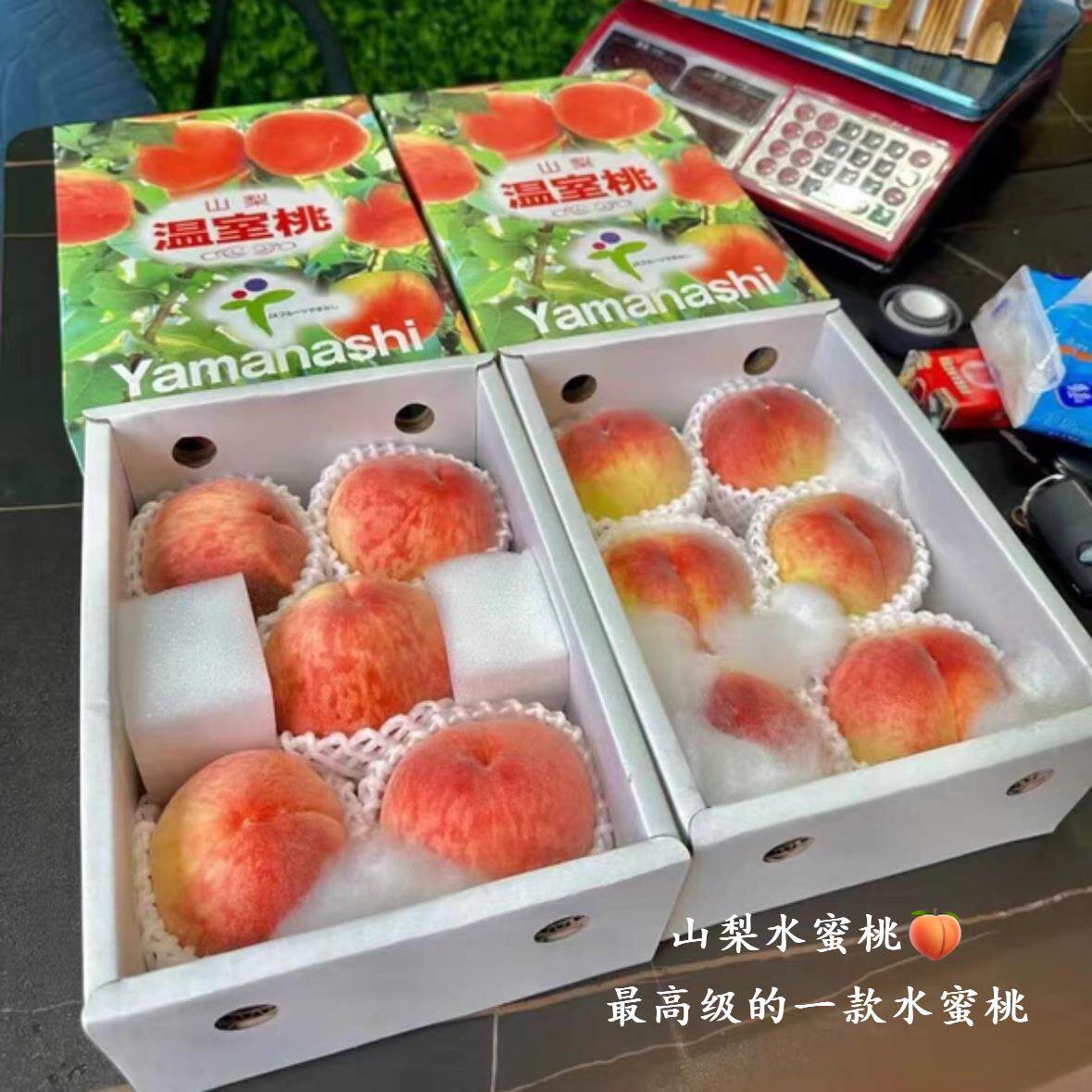 日本山梨温室水蜜桃品种一盒装新鲜水蜜桃香味浓香甜多汁孕妇现货