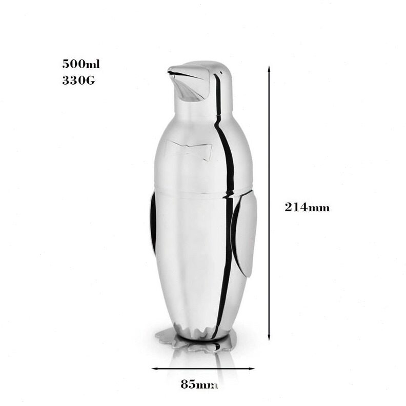 直销调酒器欧款专业餐具工具调酒师家用搅拌器不锈钢企鹅鸡尾酒摇