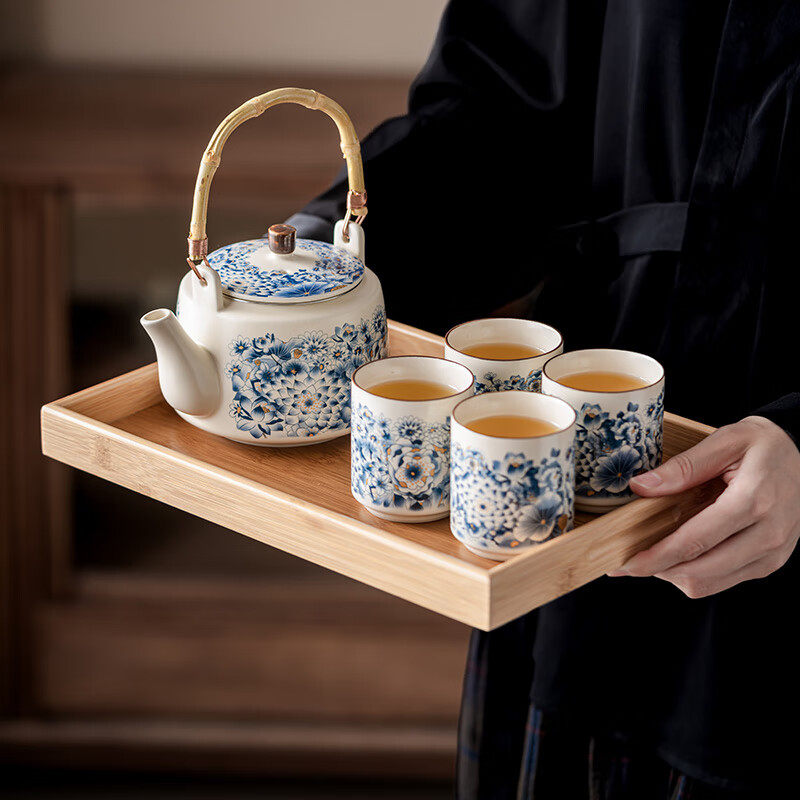 中式提梁壶2025新款陶瓷茶壶家用泡茶壶功夫茶具套装办公室喝茶壶