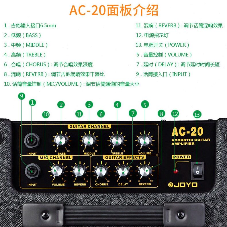 直销JOYO卓乐AC20 20WA C40 40W充电便携式音箱民谣弹唱户外吉它