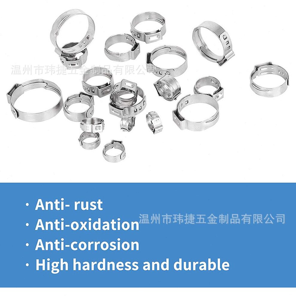 直销420PCS盒装耳环箍不锈钢卡箍密封管夹20种规格耳无极弹性箍圈