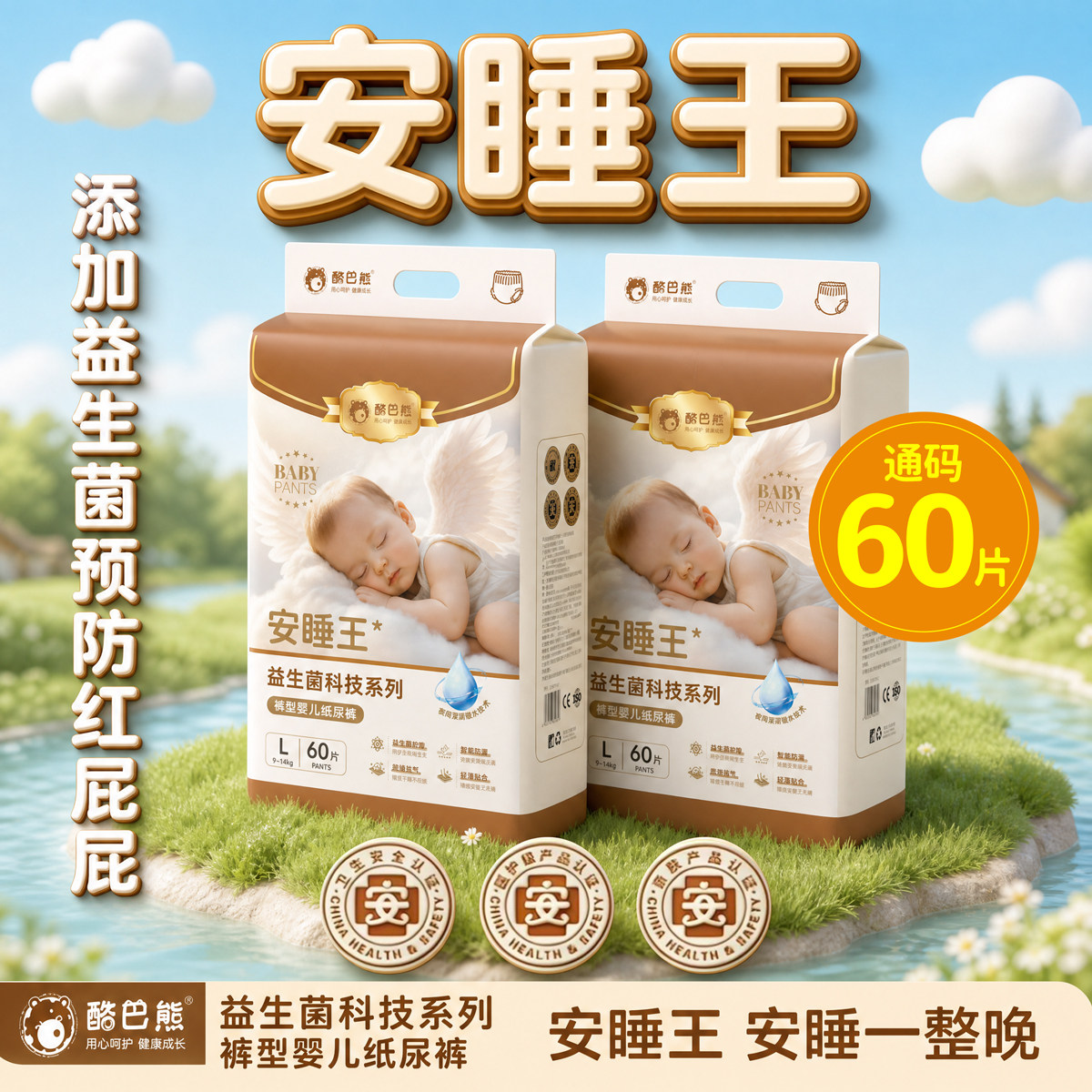 酪巴熊安睡王益生菌精华纸尿裤