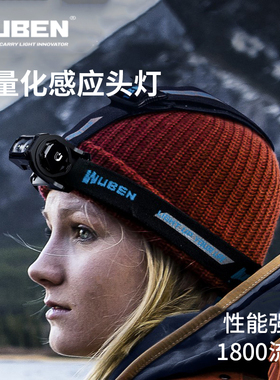 务本E7强光感应头灯户外夜钓磁吸充电手电筒登山超亮超长续航照明