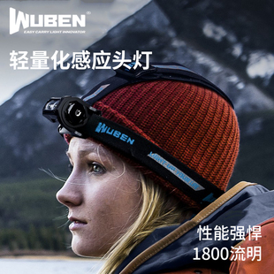 务本E7强光感应头灯户外夜钓磁吸充电手电筒登山超亮超长续航照明