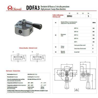 意大利原装进口oleoweb液压阀手动三通换向阀DDF3SAE12