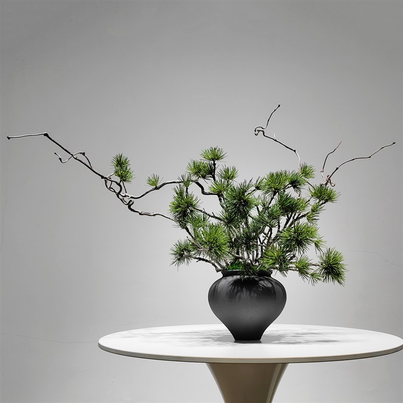 中式日式侘寂禅意仿真枯枝绿植盆景花艺民宿会所茶室酒店软装摆件