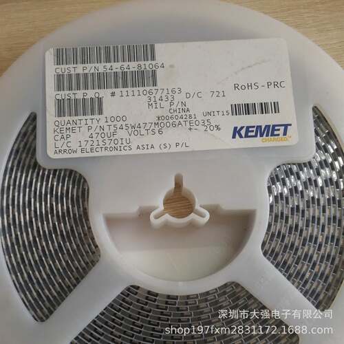T545W477M006ATE035 聚合物钽电容6.3V 470uF 2917 20% KEMET正品