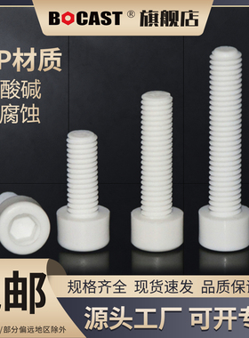 聚丙烯PP内六角螺钉M3-M10耐酸碱塑料螺栓 防腐蚀内六角塑料螺丝