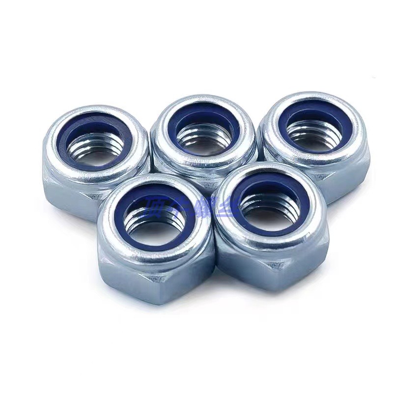 DIN985 镀锌防松螺母  尼龙锁紧螺母 8级防滑自锁螺帽 8级M3-M30