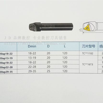 15度加工中心数控直柄倒角刀杆B15 TC11 C20T2120ap1822 2刃