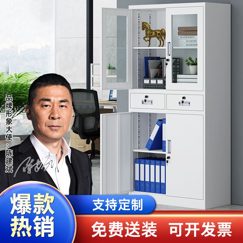 通玻对开文件柜储物柜资料柜铁皮柜钢制办公室档案柜财务凭证柜子