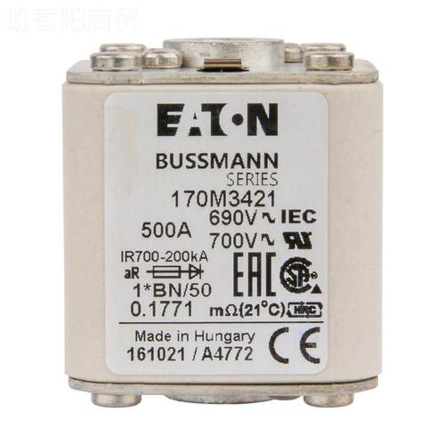 170MFNH41伊3顿巴斯曼0熔断器690VAC50A200KA分断力全范围GR2熔断
