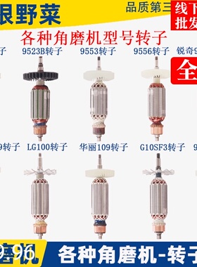 角磨机磨光机转子大全100配件通用配锐奇9913 6-100 9523 F3 9553