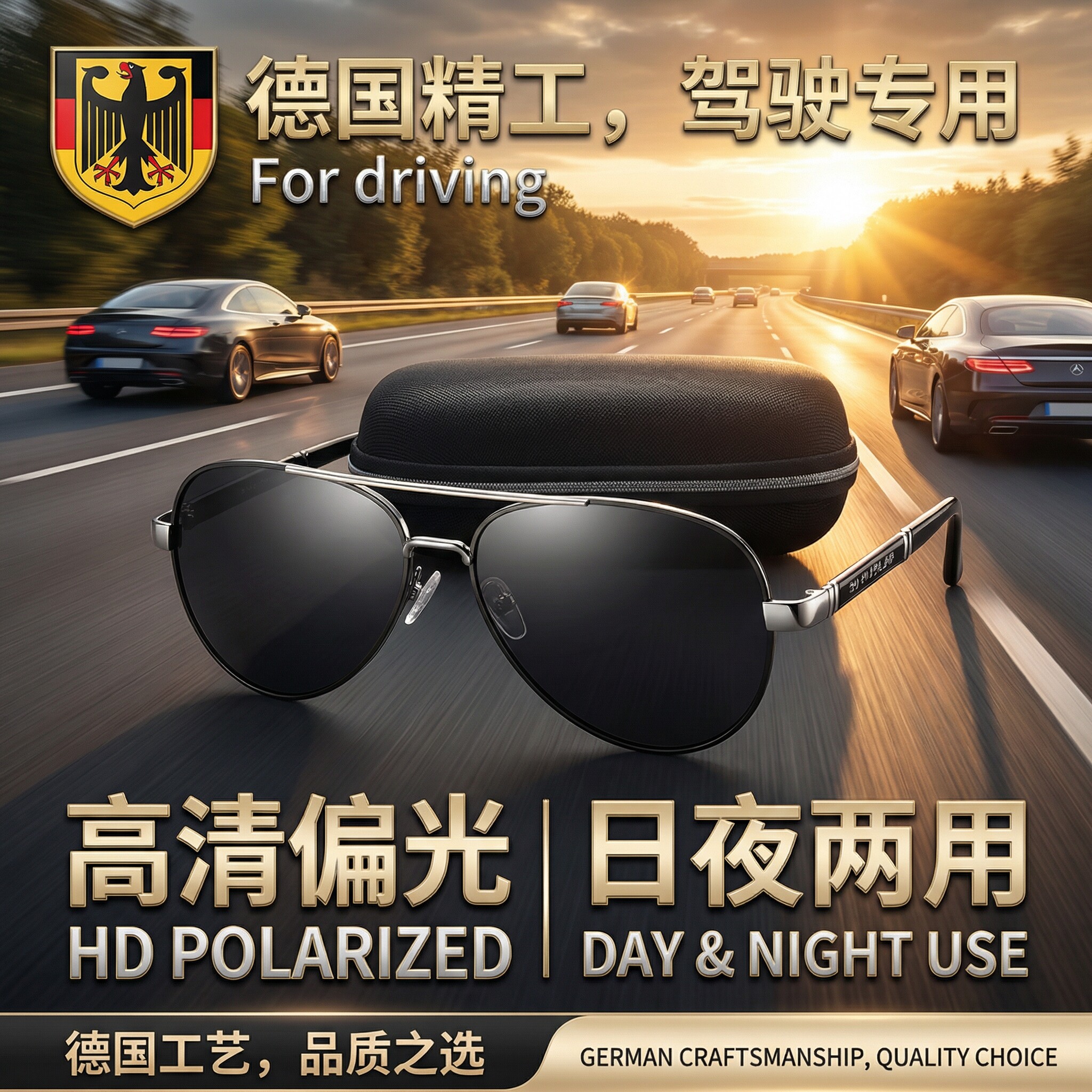德国品牌太阳镜男士偏光司机驾驶开车专用眼镜墨镜日夜两用变色镜