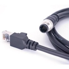 M12连接器航空插头A型D型公母4芯8芯转RJ45网络屏蔽水晶头网线
