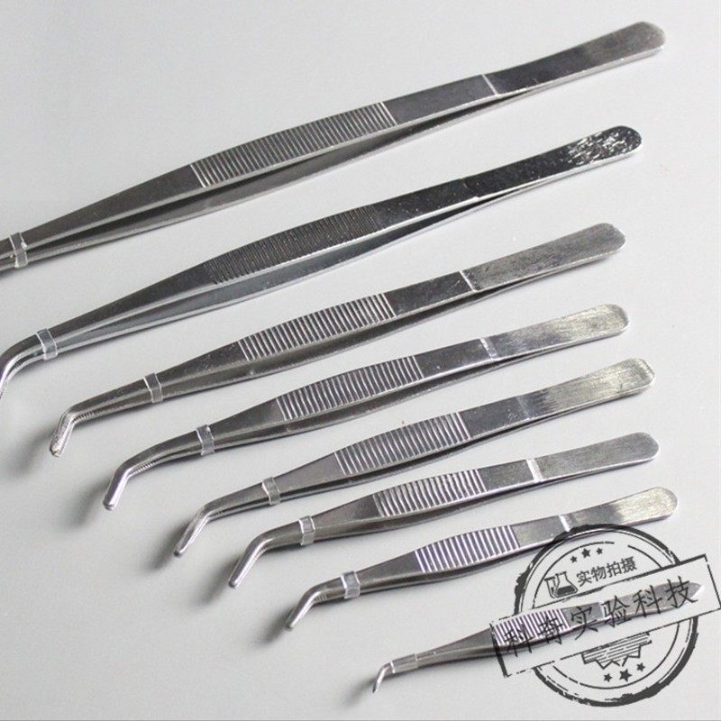 不锈钢镊子直头 敷料镊子弯头 圆头有齿水草夹子多肉 辅料镊弯头