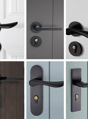 氧化黑色分体门锁室内卧室房门套装门家用实木门机械把手静音锁具