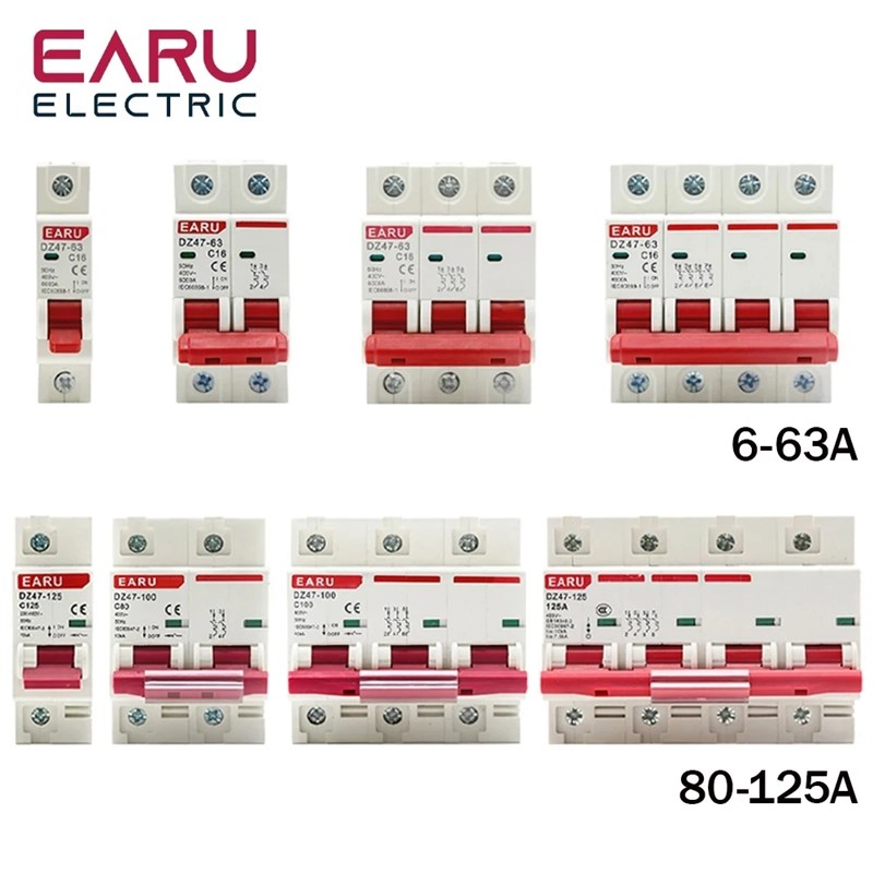 DZ47 400V  3-125A 小型断路器空气开关1p2p3p4p家用空开开关漏电