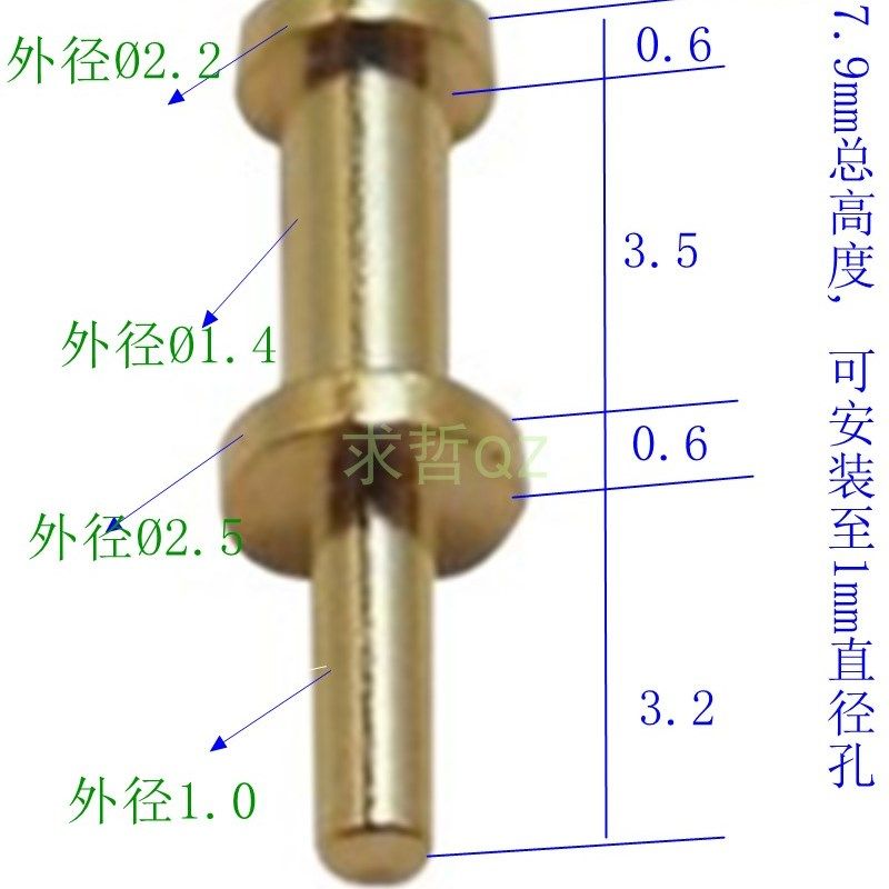 TEST-22焊接/按压安装塔形端子焊接PCB测试座全铜 镀金端子连接器
