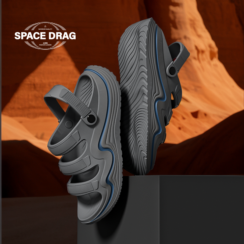 太空拖凉鞋男夏季户外开车两用厚底防滑耐磨透气透气个性男士凉鞋