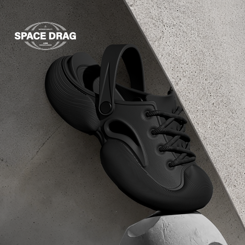 太空拖洞洞鞋男夏季2025新款潮牌户外厚底防滑耐磨厚底速干沙滩鞋