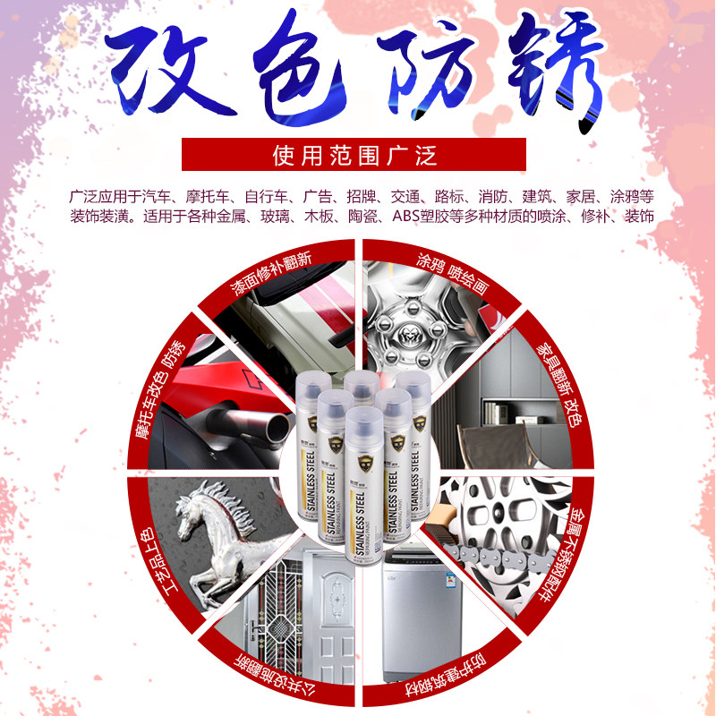 驰誉不锈钢自动金属防锈焊点修补漆电镀汽车轮毂镀铬手摇喷漆促销