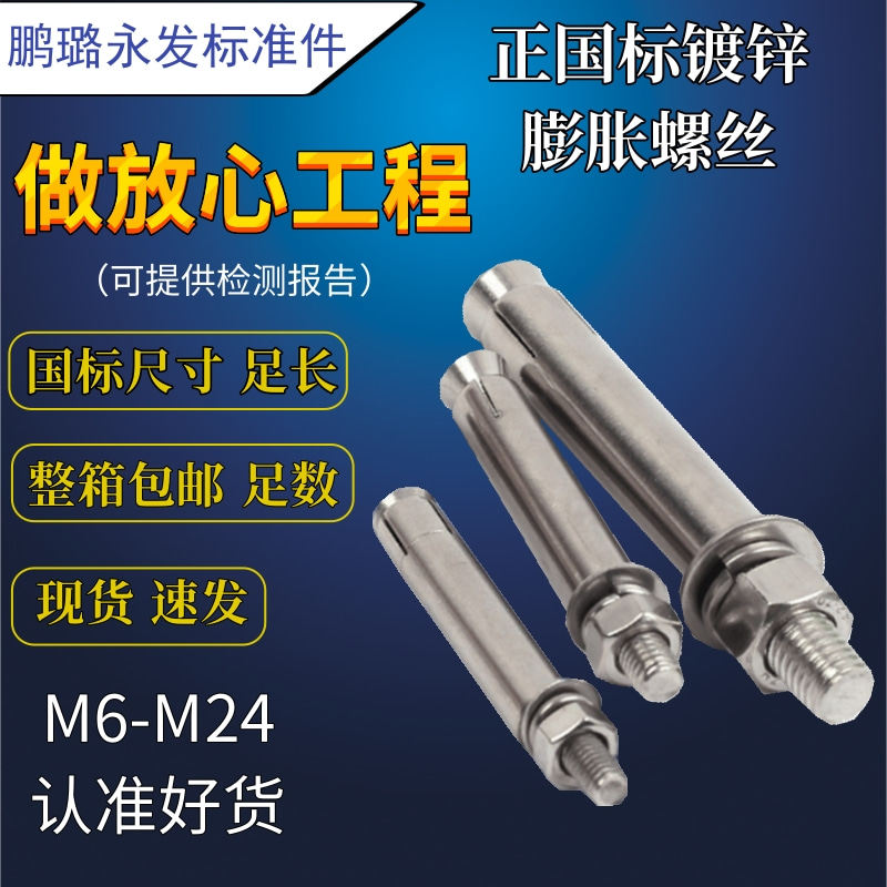整箱国标镀锌膨胀螺丝大全加长膨胀螺栓螺母套装m6m8m10m12m16m20