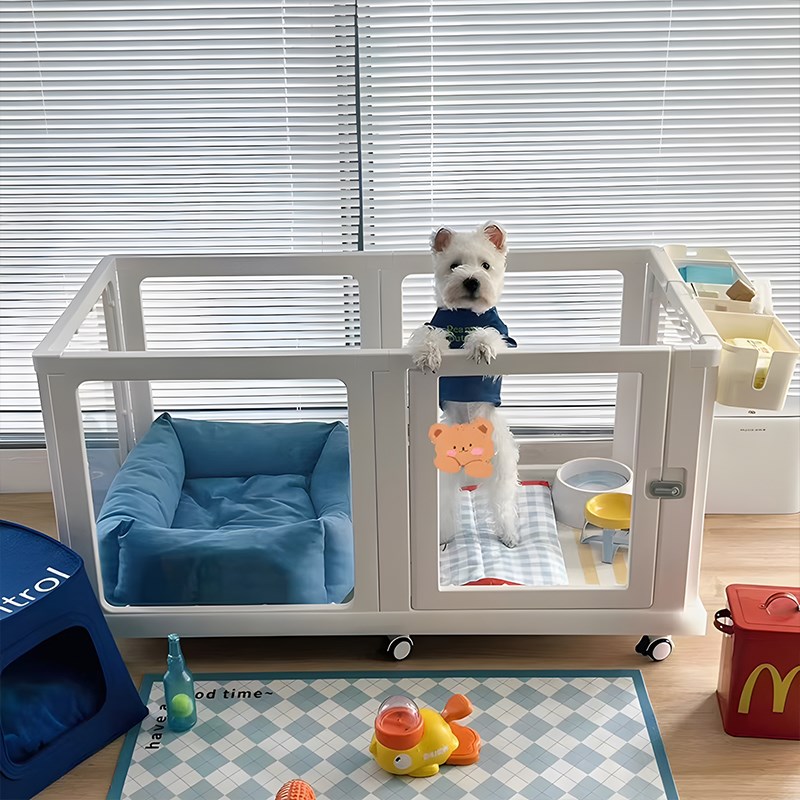 宠物围栏透明狗围栏亚克力围栏小型犬室内别墅可移动狗笼子