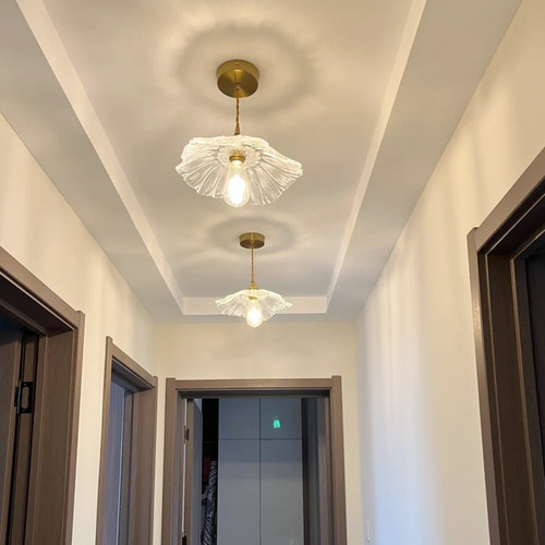 日式玻璃小吊灯卧室书房民宿阳台过道灯复古花朵网红餐厅吧台灯具