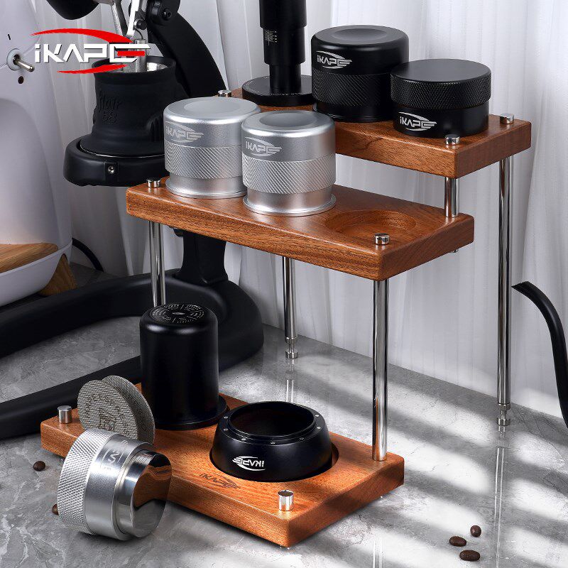IKAPE帝普咖啡实木置物架 意式咖啡压粉布粉器底座三层收纳支撑架