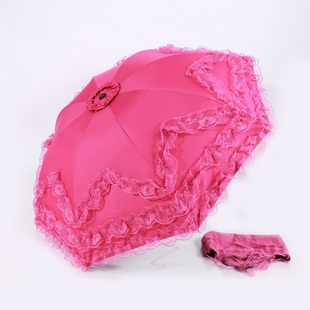 新款 公主蕾丝花边太阳伞加厚黑胶防紫外线晴雨两用遮阳防晒伞女