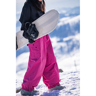 AWKA滑雪裤女款2023新款单板美式防水宽松滑雪服裤子冬束口裤