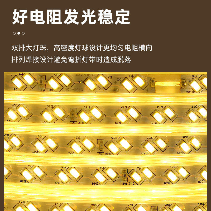 led灯带整卷100米家用客厅吊顶户外防水工程亮化装饰白光暖灯带条