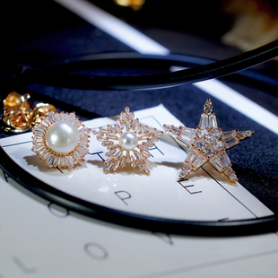 厚衣服专用大衣毛衣扣免缝暗扣别针胸针锆石珍珠星星雪花秋冬装饰