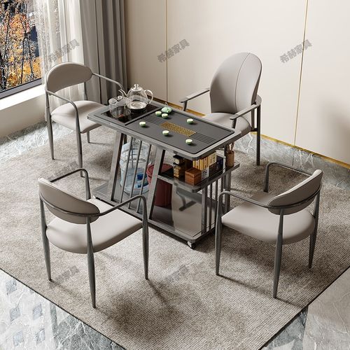 铁艺茶桌家用小茶台碳素钢一体茶水柜移动小茶车阳台小茶桌椅组合