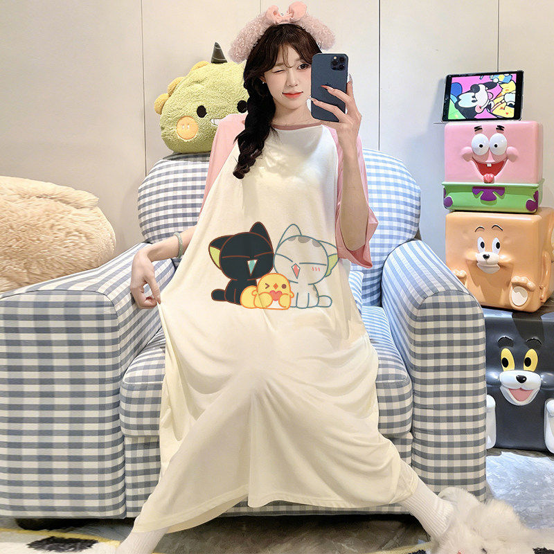 罗小黑睡裙女款儿童冰丝棉大童莫家居裙/睡裙