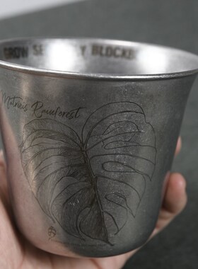 潮流花盆 花烛块根苗杯 地下雨林304不锈钢苗盆复古石洗做旧