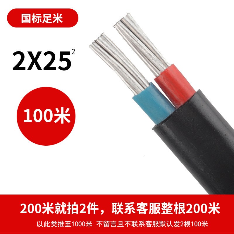 国标2芯铝芯家用户外电缆线电线4 6 10 16 25平方双芯铝线护套线