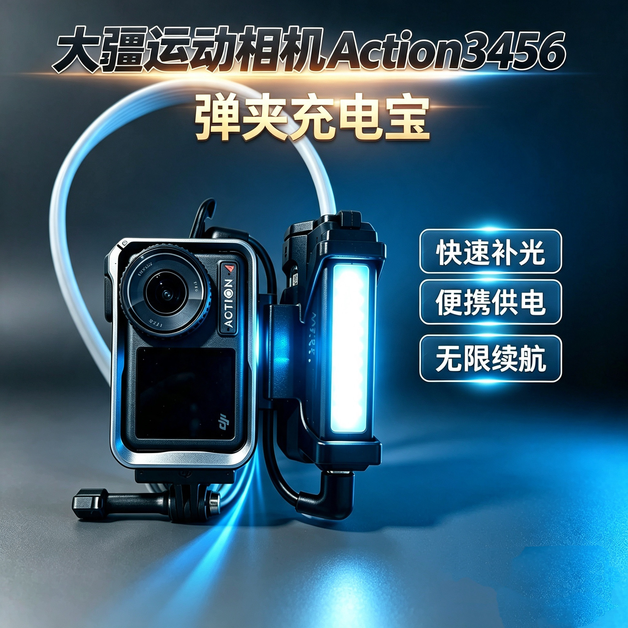 DJ大疆运动相机action3456外置电源户外直播影石3D打印弹夹充电宝