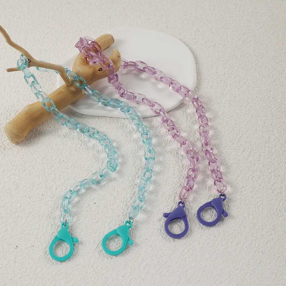 欧美透明粗亚克力防丢口罩链时尚耳机配饰链条简约大方眼镜链