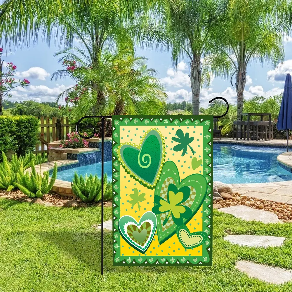 timu新款爱尔兰风情圣帕特里克节爆款花园旗节日气氛庭院装饰布置