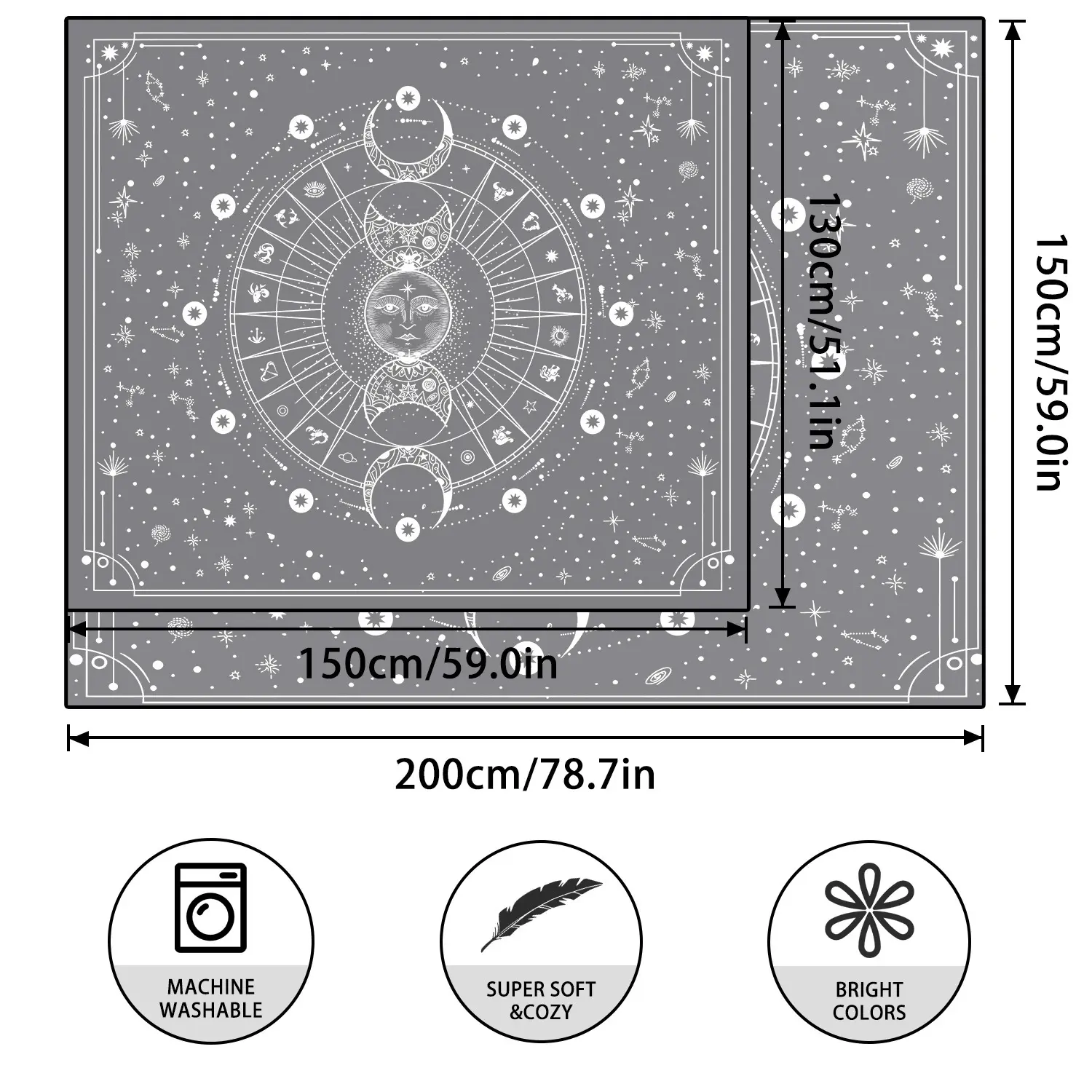 日月星座印花挂毯家具装饰挂毯墙面装饰房间布置改造装饰背景