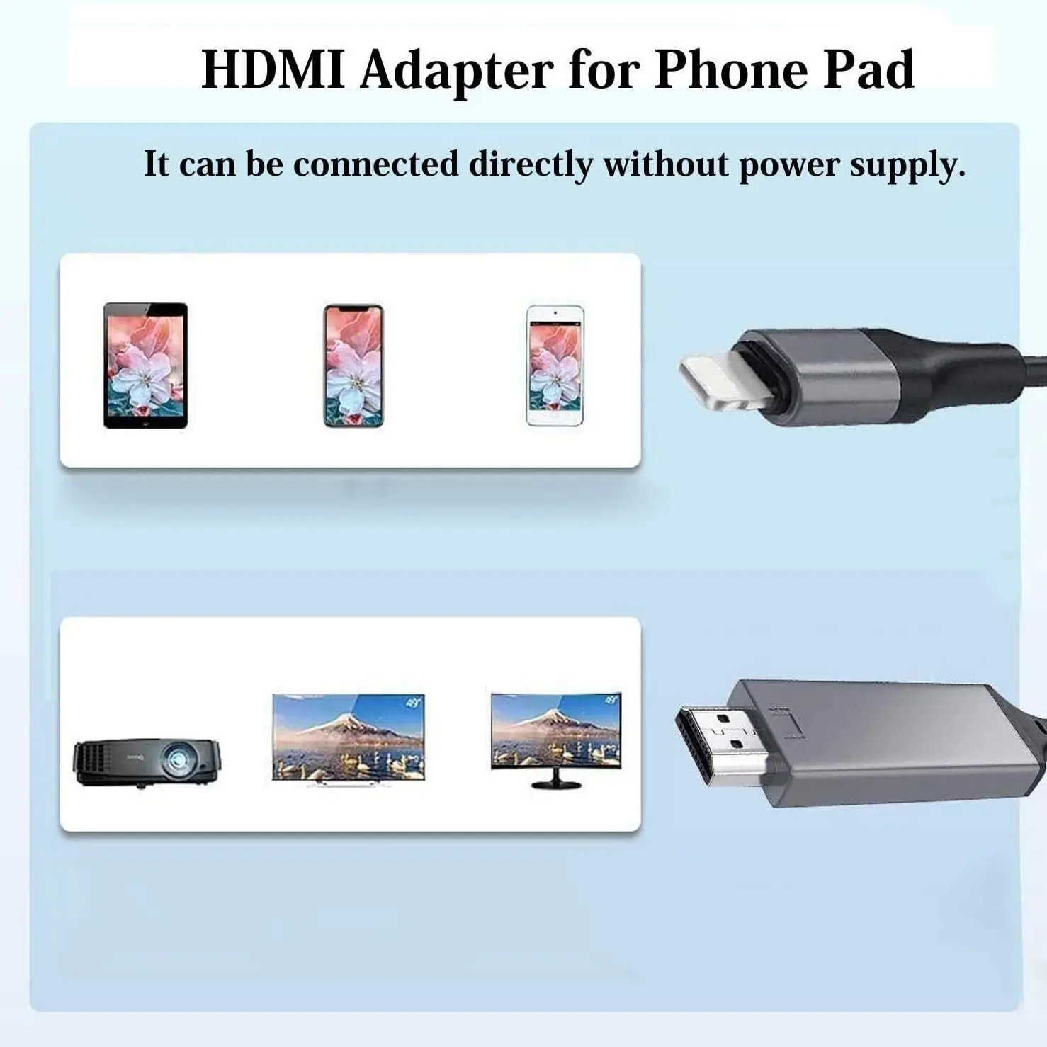 lightning转hdmi高清线适用手机转hdmi同屏线2米支持15系统