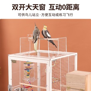 横丝高透明鸟笼鹦鹉笼子防溅洒虎皮牡丹新型豪华别墅大号家用