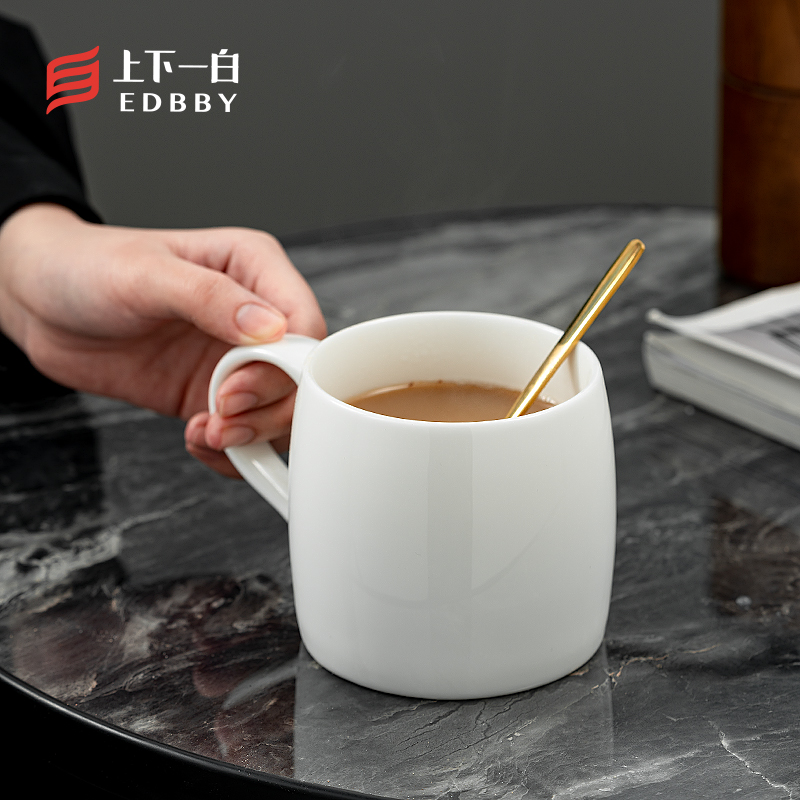 450毫升大容量马克杯德化白瓷牛奶杯早餐杯子家用水杯茶杯陶瓷