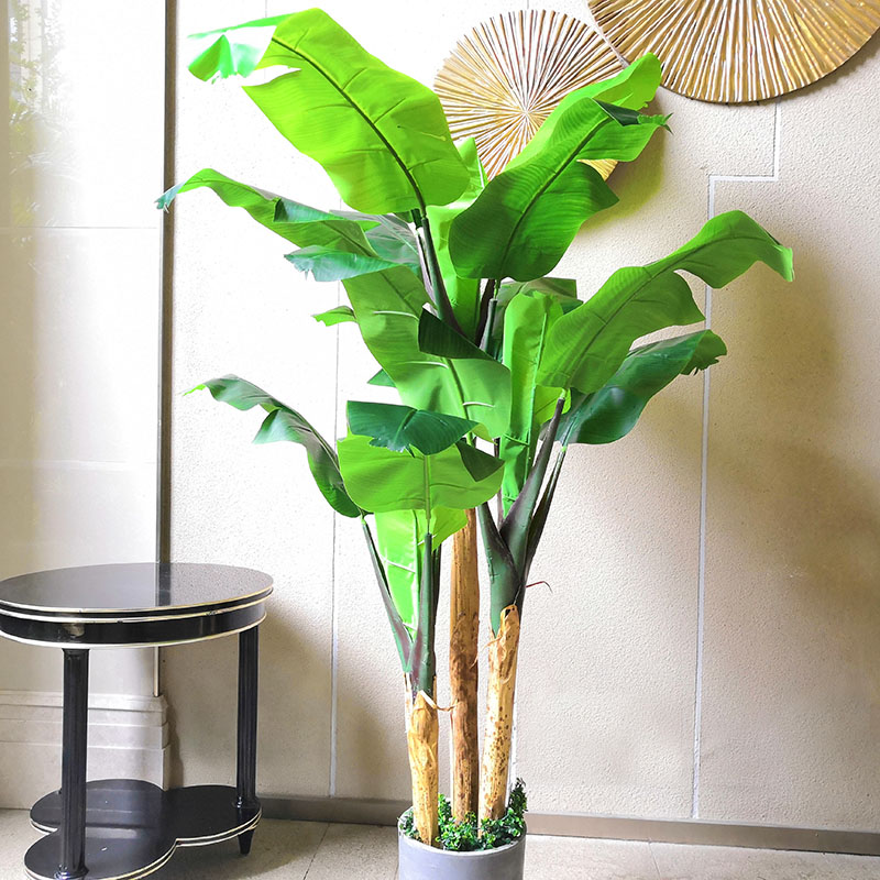仿真植物芭蕉假水果挂树大叶装饰绿色塑料花落地盆栽大型香蕉树