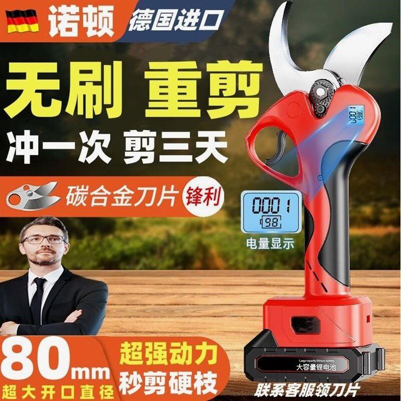 进口电动修枝剪果树剪充电式园艺园林专用粗枝剪硬枝树枝锂电剪刀