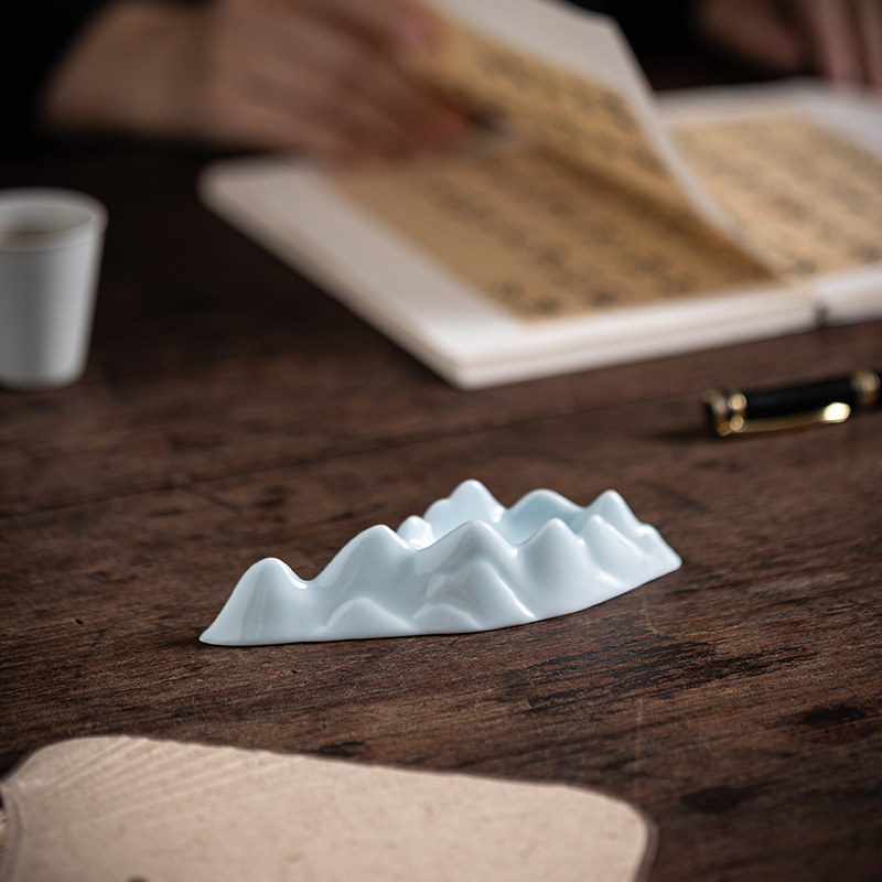 创意陶瓷远山笔架茶夹搁茶宠摆件精品笔托盖置茶桌书房镇纸装饰品,办公设备/耗材/相关服务,电工胶带,淘宝优惠券,粉丝福利购,淘宝优惠卷