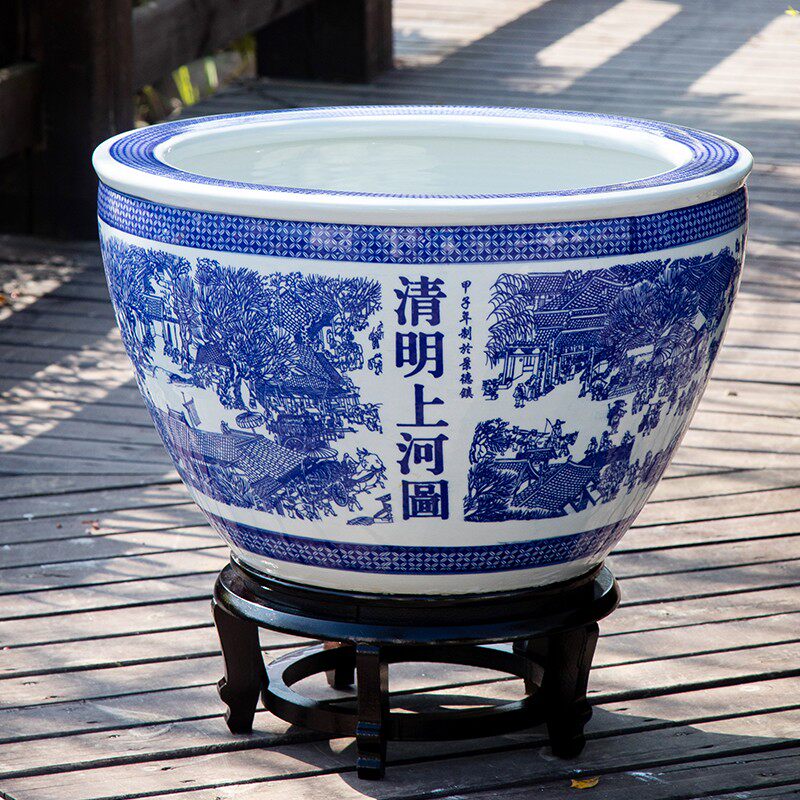景德镇陶瓷花盆绿植盆鱼缸荷花盆睡莲睡莲花盆水缸栽土培庭院种树